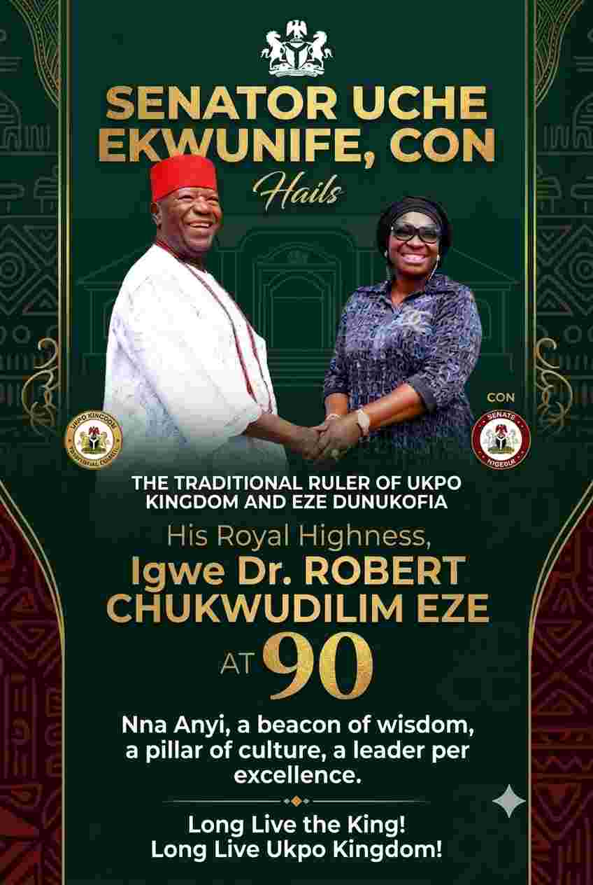 Ekwunife Celebrates Igwe Robert Eze at 90, Appreciates Prestigious Ifekaolaedo Chieftaincy Title